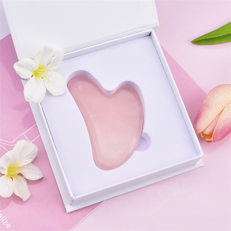 

Purple Crystal Jade Stone Beauty Massage Facial Gua Sha Claw Powder Crystal Set Body Massage Tool Pink Heart-shaped Gua Sha Board