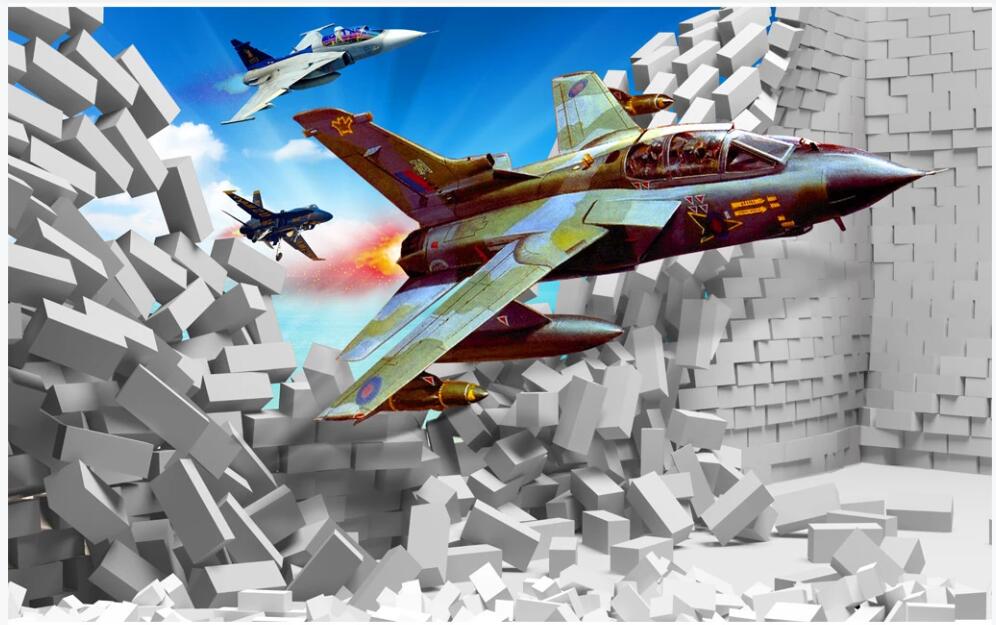 

3d wallpaper custom photo mural Fighter jet thrilling modern warfare living room home decor 3d wall murals wallpaper for walls 3 d, Non-woven wallpaper