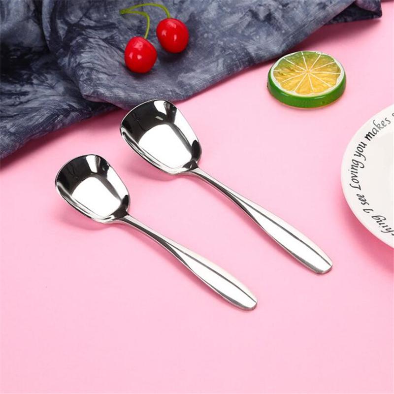 

New Stainless Steel Thickening Deepening Western Spoon Useful Kitchen Square Head Spoon Flat