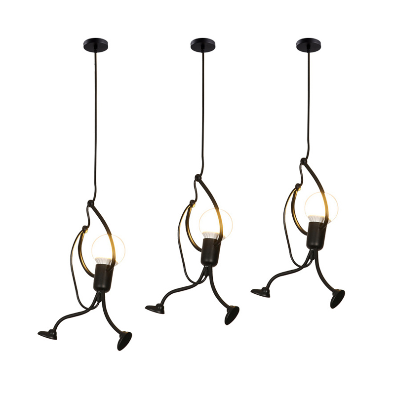 Modern Creative little man climbing pendant lamp metal cord pendant lamps children room Art decoration Chandelier-image-749289520