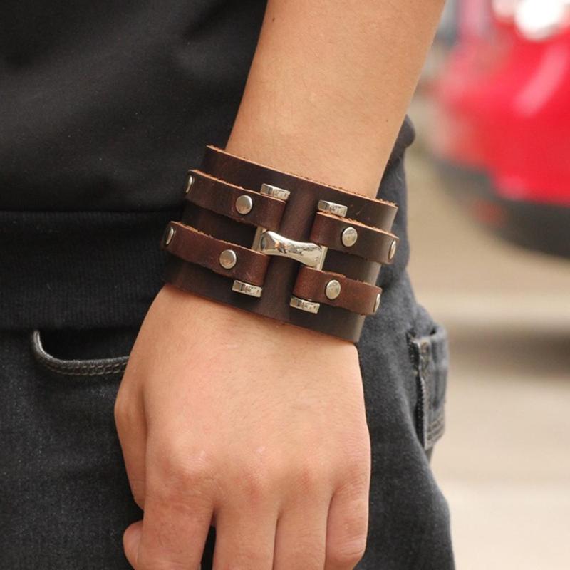 

European and American Bracelets New Vintage Leather Punk Men's Bracelet Jewelry