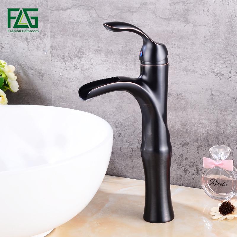 

FLG Basin Faucets Modern ORB Bathroom Faucet Waterfall faucets Single Hole Cold and Hot Water Tap Basin Faucet Mixer Taps 526