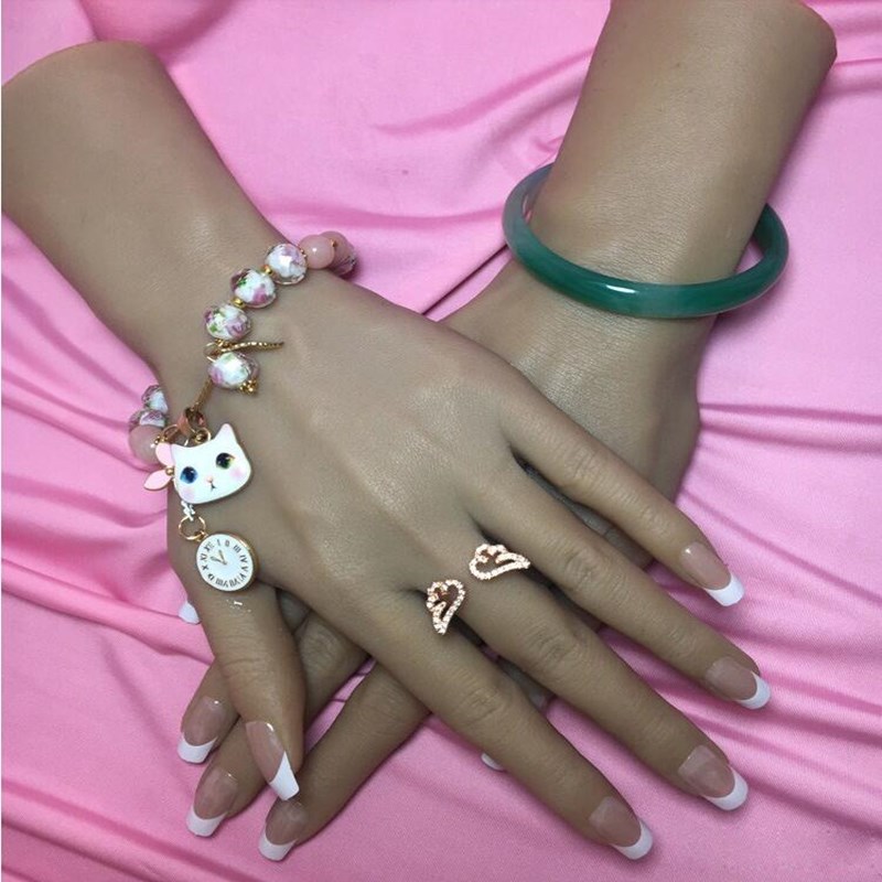 

26Cm High quality real hand mannequin body doll Manicure props jewelry art Dark complexion Halloween Woman finger 1PAIR S4 C730