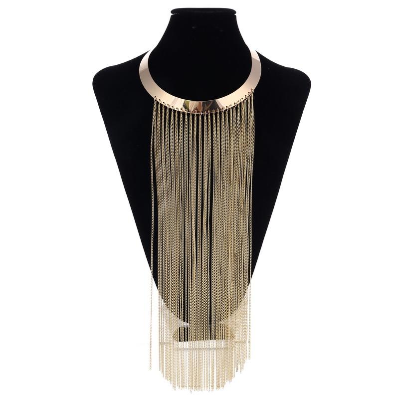 

ZOSHI Statement Necklace Women Gold Chain Tassel Long Necklaces & Pendants Metal Chocker Collares Jewelry Gifts Party