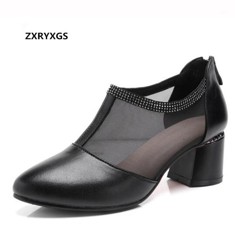 

ZXRYXGS Pointed Mesh Rhinestone Cowhide Leather Shoes High Heels 2021 New Summer Shoes Wild Fashion Sandals Women Sandals1, Beige