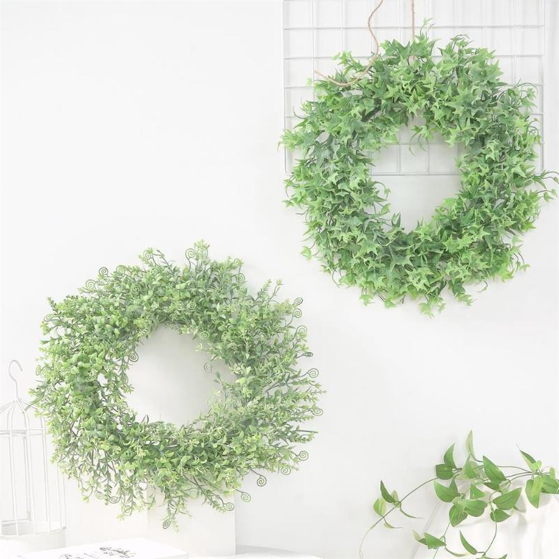 

DIY Artificial Wreaths Garlands Fake Silk Leaf Eucalyptus Plastic Green Plant Garland For Wedding Party Home Decor Accessory1