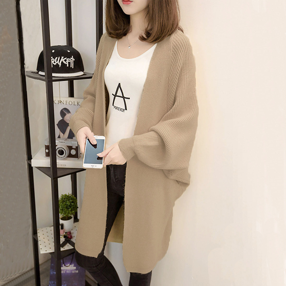 

2021 New Knit Ladies Oversize Long Cardigan Batwing Sleeve Japan Korean Sweater Autumn Women Loose Coat Minimalist XK2T, White