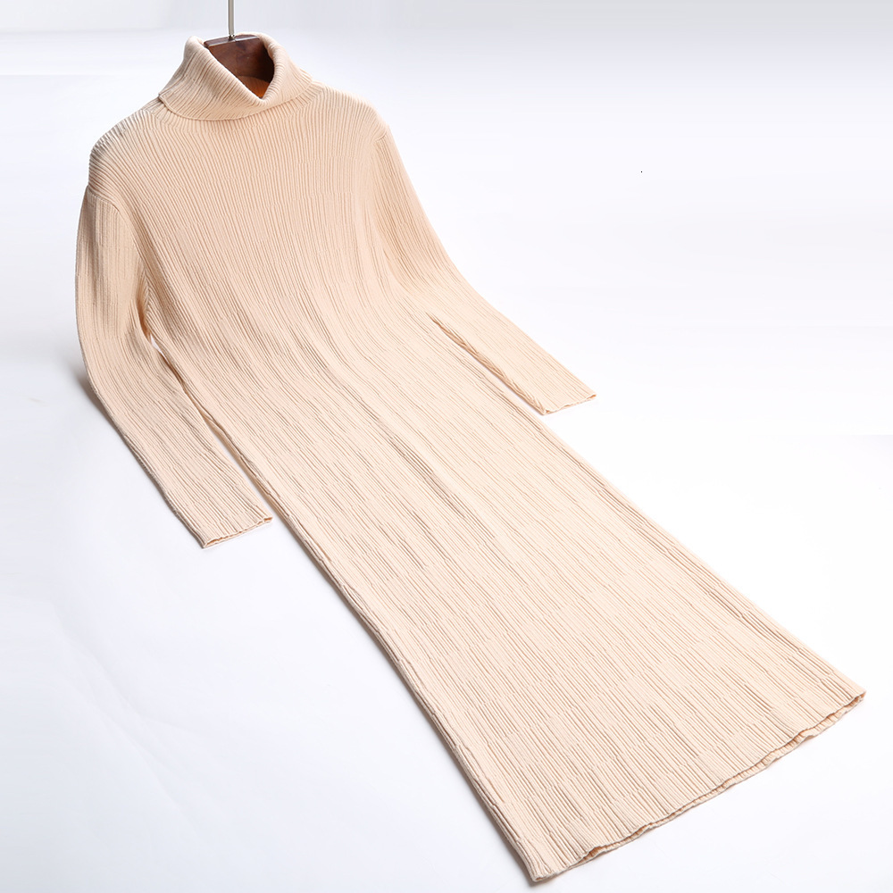 

2021 New Turtlenck Short Sweater Women Autunm Winter Basic Slim Thick Knit Female Mini Bottoming Dress High Quality Uq7q, Olive green