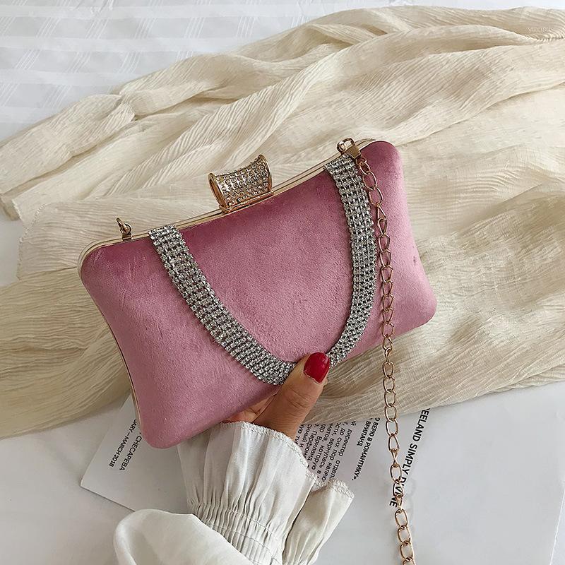 

2020 new women's dinner bag fashion chain ladies clutch bag Korean version of the lock and diamond ladies dinner1, Black