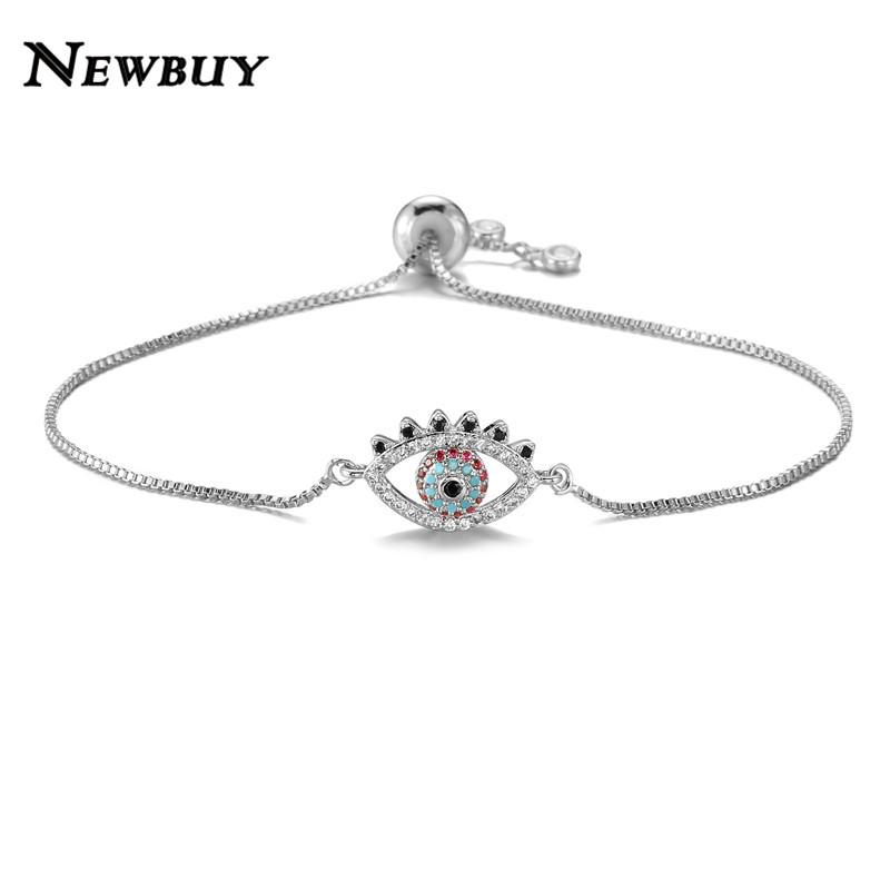 

NEWBUY 2020 Hot + Cubic Zirconia Bracelet Women Party Jewelry Adjustable Copper Chain Vivid Eye Charm Bracelets Dropship