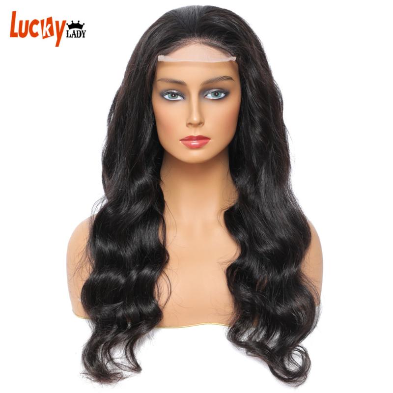 

LUCKY Lady HD Transparent Lace Front Human Hair Wigs For Women 4X4 Brazilian body wave Lace Closure Wig 250% Density wigs, As pic