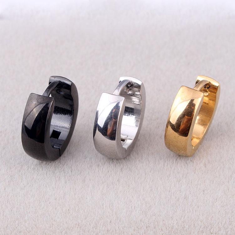 

Hot Sale Men Women Round Circle Hoop Earrings Color Gold Black Stainless Steel Smooth Surface Hoop Huggie Earrings Jewelry