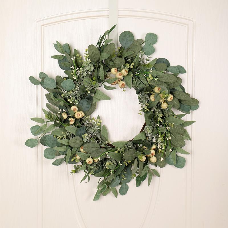 

Artificial Green Eucalyptus Garland Leaves Decoration Front Door Wall Window Decor Wreath Wedding Shooting Prop Home Decoration