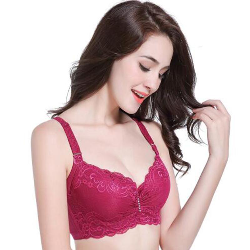 

Saisus Lace Sexy Adjustable Large Size Bra Breathable Comfortable Push Up Steel Ring Thin Ladies Underwear, Black