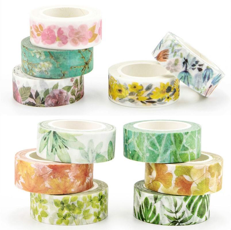 

5Pieces/Lot Floral Paper Washi Tape 15mm*7m Flowers Masking Tapes Decorative Stickers DIY Stationery School Supplies Washi Tape Sticker 2016