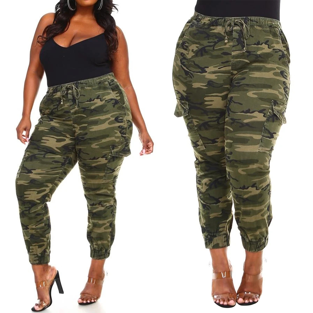 women's plus size camo cargo pants