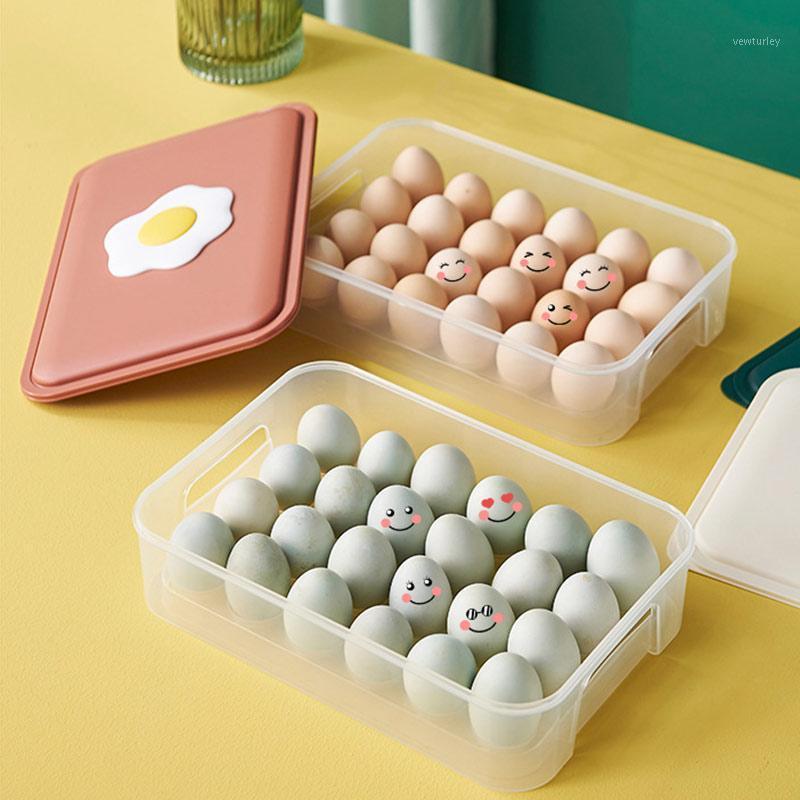 

Clear Covered Egg Holders for Refrigerator 24 Egg Holder Tray Storage Box Dispenser Stackable Plastic Eggs Containers THJ991