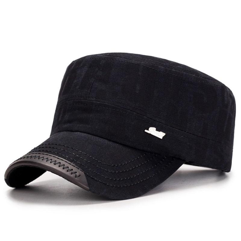 

AETRENDS] Fashion Hats for Men Women Flat Top Caps Cotton Tactical Cap Z-6115, Black