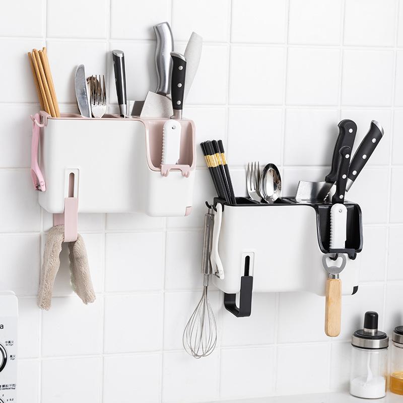 

Multifunctional Tableware Storage Drain Rack Wall-mounted Multi Grid Knives Cutlery Organizer Holder Kitchen Creative Gadgets