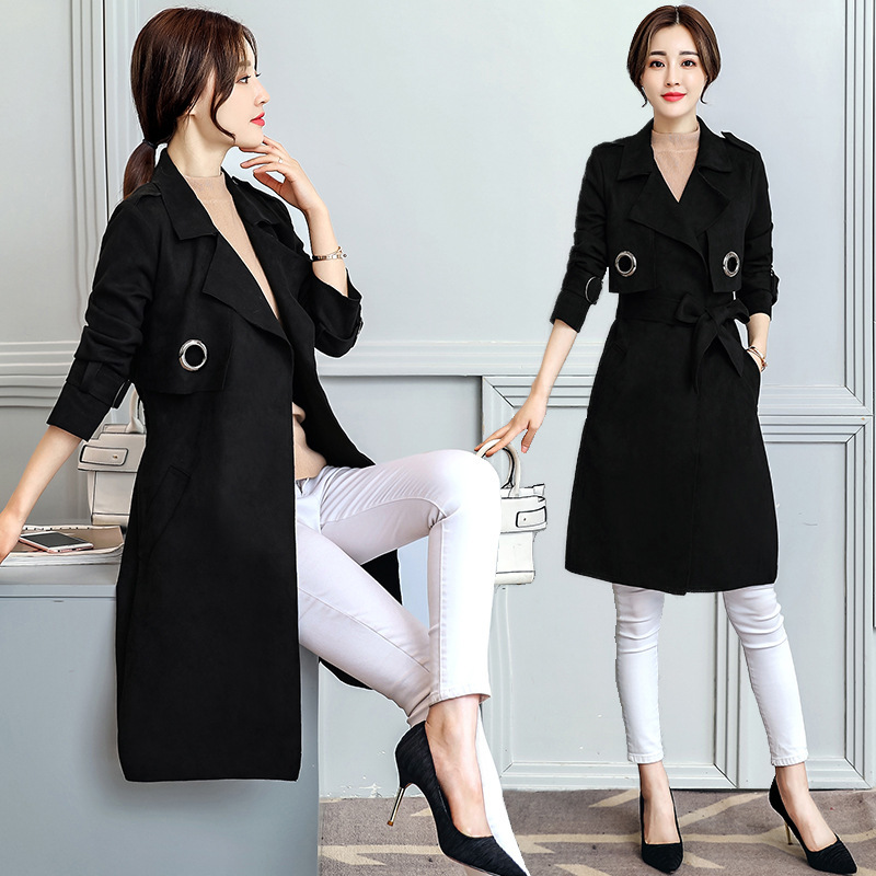 

2021 New More Trench Mujer Size Women's Winter Long Jackets Female Woman's Coat Kj120 Cxfg, Black