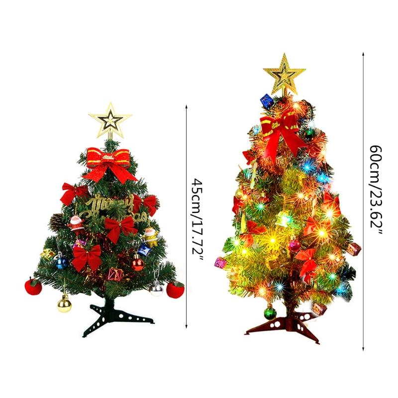 

45/60cm LED Artificial Christmas Tree with Pinecone Santa Bow Ribbon Ornaments D08D