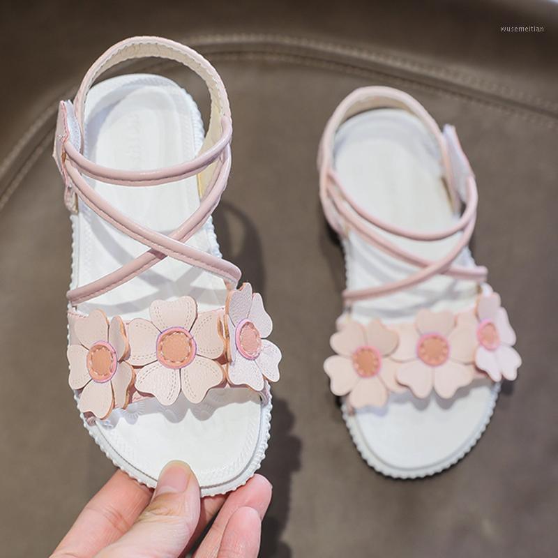 

baby girl flower print Princess Shoes Lovely Flower Print buckle sandals baby summer soft sole first walkers for party#0611g301, White