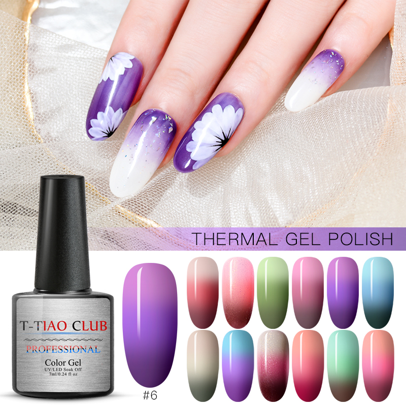 

T-TIAO CLUB Thermal Ultra-thin Glitter 3 Colors Nail Gel Polish Soak Off UV Gel Color-chaging Temperature Color Change Nails, Ds00420
