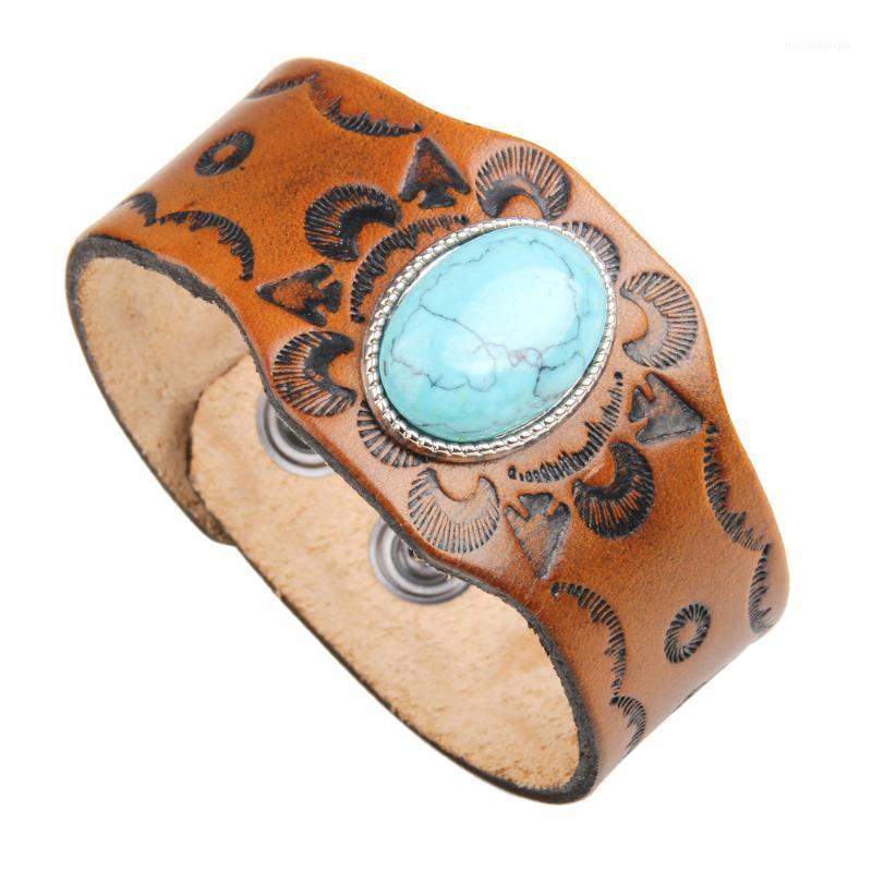 

2020 New Bracelet Wide Leather Bracelet Imprinted Press Buckle Couple for Men and Women1