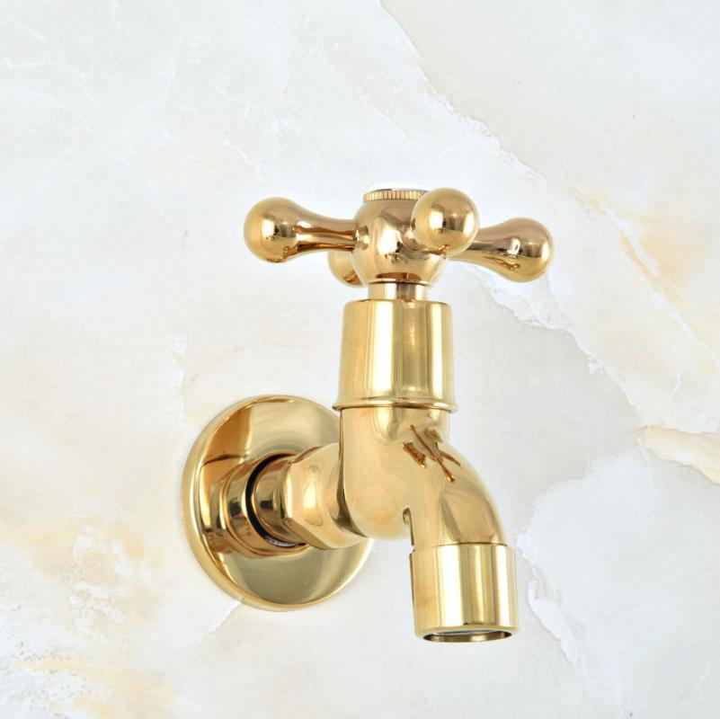 

Gold Color Brass Single Cross Handle Wall Mount Bathroom Mop Pool Faucet /Garden Water Tap / Laundry Sink Water Taps mav1421