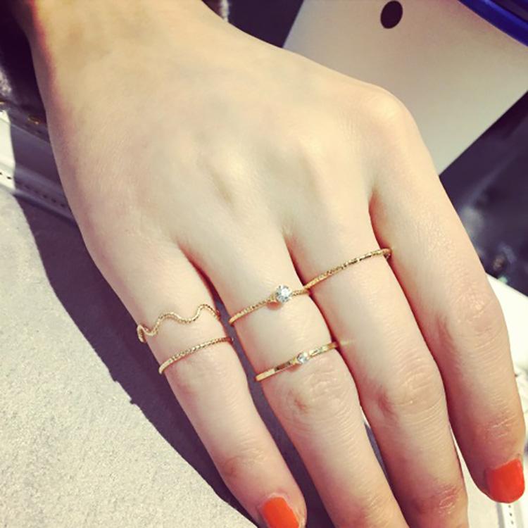 

2020 New Fashion Women Vintage Water Ripple Hollow Geometric Joint Rings Set Party Charm Jewellery Finger Tail Rings Girl Gifts