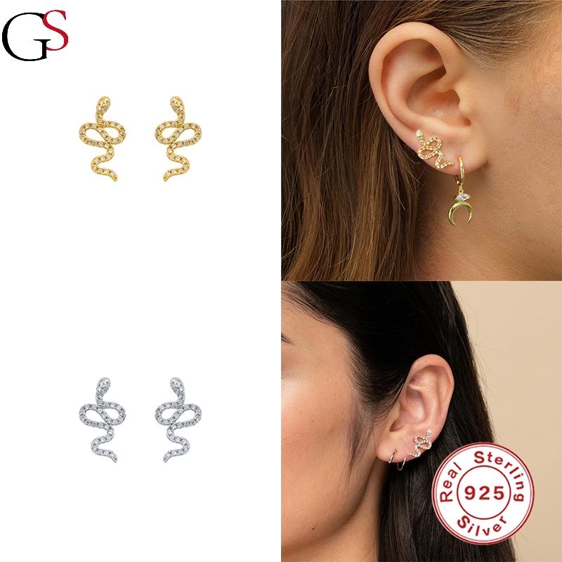 

Stud GS Sterling 925 Silver Boucle Oreille Femme Snake Zircon Earring For Women All-match Piercing Fashion Jewelry Party