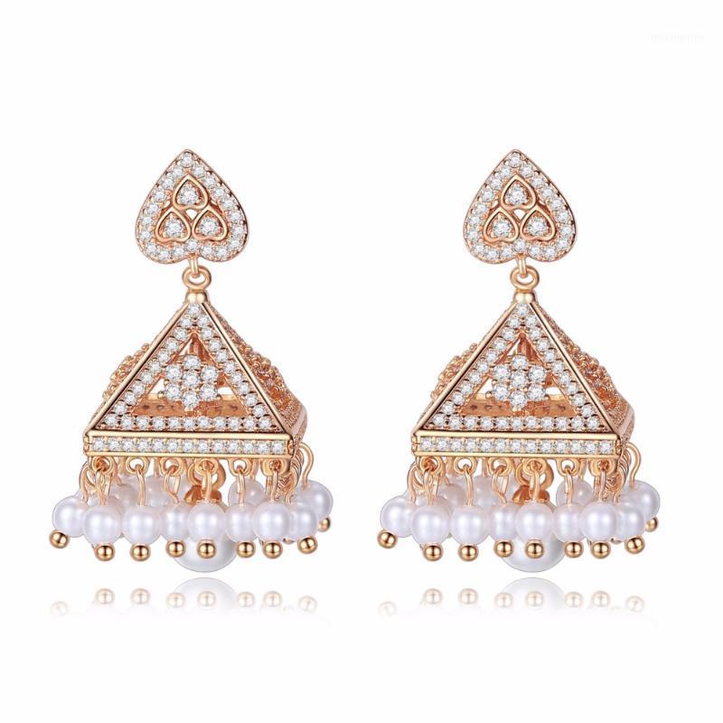 

Original India Middle East Woman Spirit Tower Earnail Pendant Zircon Heart-Shaped Pearl Ear Pendant Earrings1