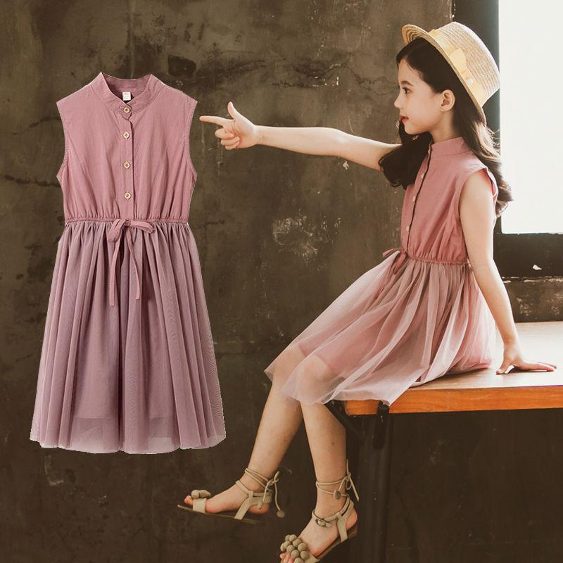 

Girl Dress summer sleeveless Children Clothes Princess Kids Dresses For Girls Casual Wear tutu Dress 110 120 130 140 150 1601, Blue