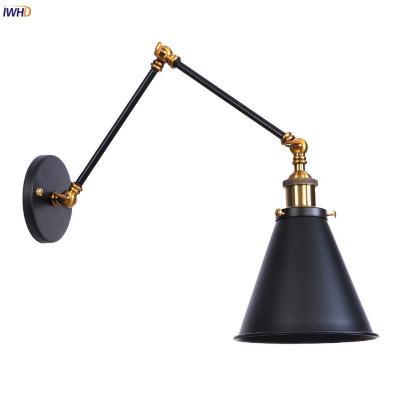 

IWHD Loft Style LED Wall Lights Fixtures Living Room Adjustable Swing Long Arm Vintage Wall Lamps Sconces Edison Style Lighting