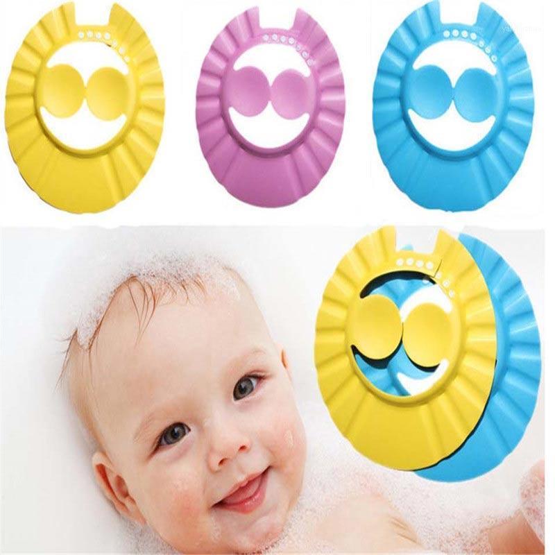 

3 Colors New Adjustable Baby Kids Shampoo Bath Bathing Shower Cap Hat With Ear Wash Hair Shield Bathroom Accessories1