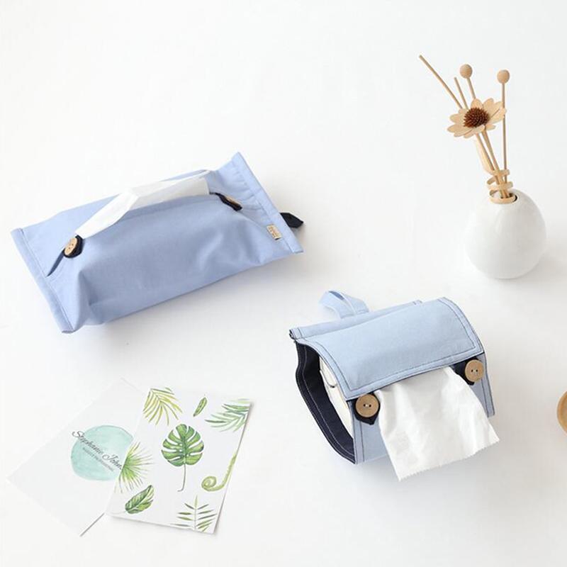 

Solid Color Linen Toilet Paper Box Multifunction Dining Table Tissue Box Car Hanging Type Tissue Storage Bag1