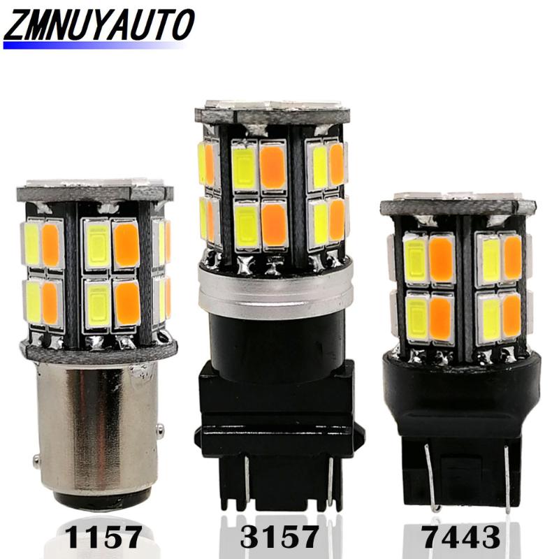 

2PCS Dual Color led dual color 3157 7443 1157 White Amber Auto Led 30smd 5630 DRL Lighurn Signal Light switchback 12V, As pic