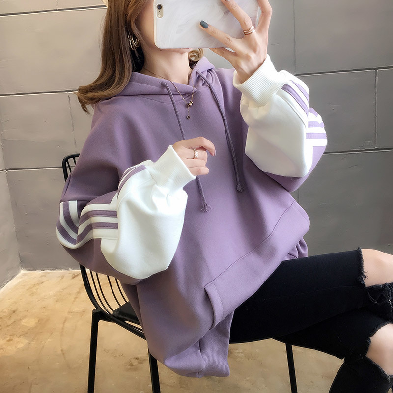 

2021 New Fall Fashion Sports Style Oversize Female Hot Harajuku Tops Oversized with Hoodie ANGI, Purple