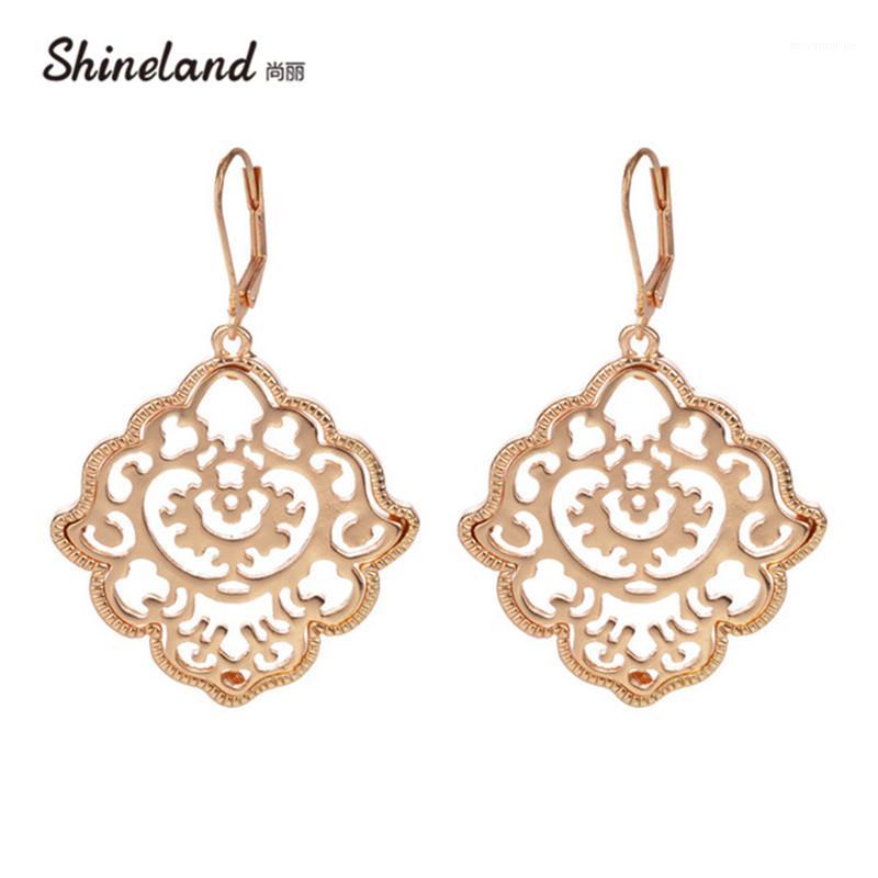 

New Brand Design Bohemian Jewelry bijoux/trendy Alloy Pierced Flower Drop Earring for Women Brincos Grandes Accessories1