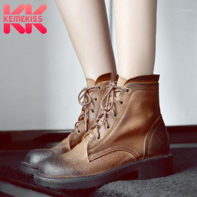 

KemeKiss Size 33-43 Women Ankle Boots Real Leather Winter Autumn Shoes Woman Fashion Cool Short Boots Woman Footwear1, Black