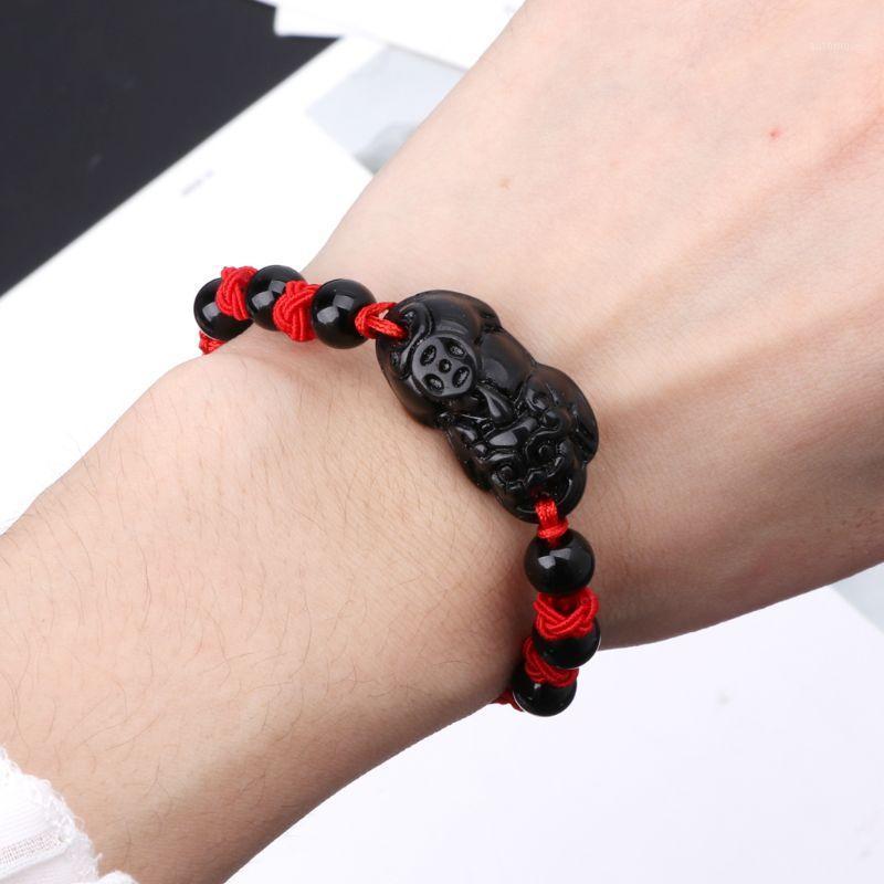 

1 Pc Obsidian Stone Pi Xiu Kabbalah Red String Bracelet Attract Wealth Good Luck Bracelet1