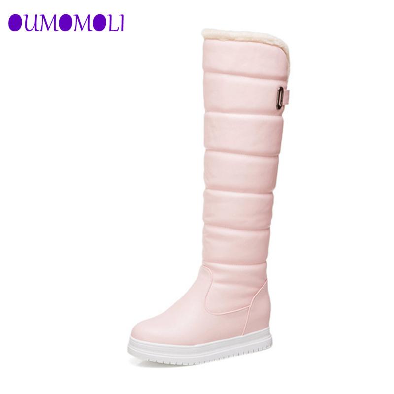 

snow boots 2020 winter Size 34-43 Women Boots Heels Female Round Toe Lady Shoes Woman Winter Black White V405