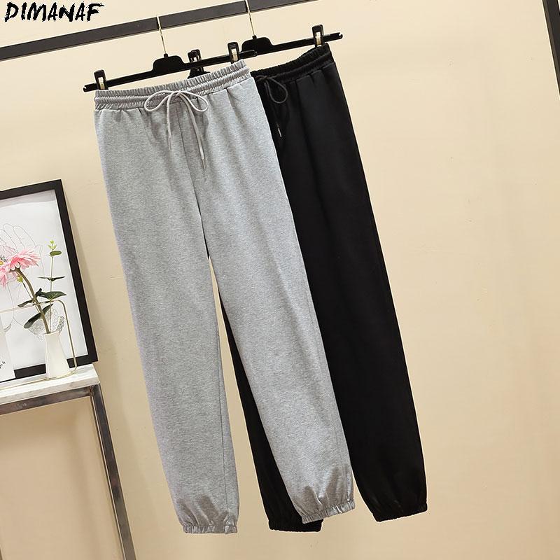 

DIMANAF Women Pants Plus Size Slacks Sweatpants Solid Basic Female Office Home Show Thin Long Elastic Waist Loose Casual Pants, Feng1981