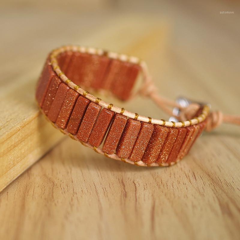 

Women Men Bracelet Bohemia Leather Wrap Bracelet & Bangle Sandstone Beaded Charm DIY Handmade Jewelry Gift1