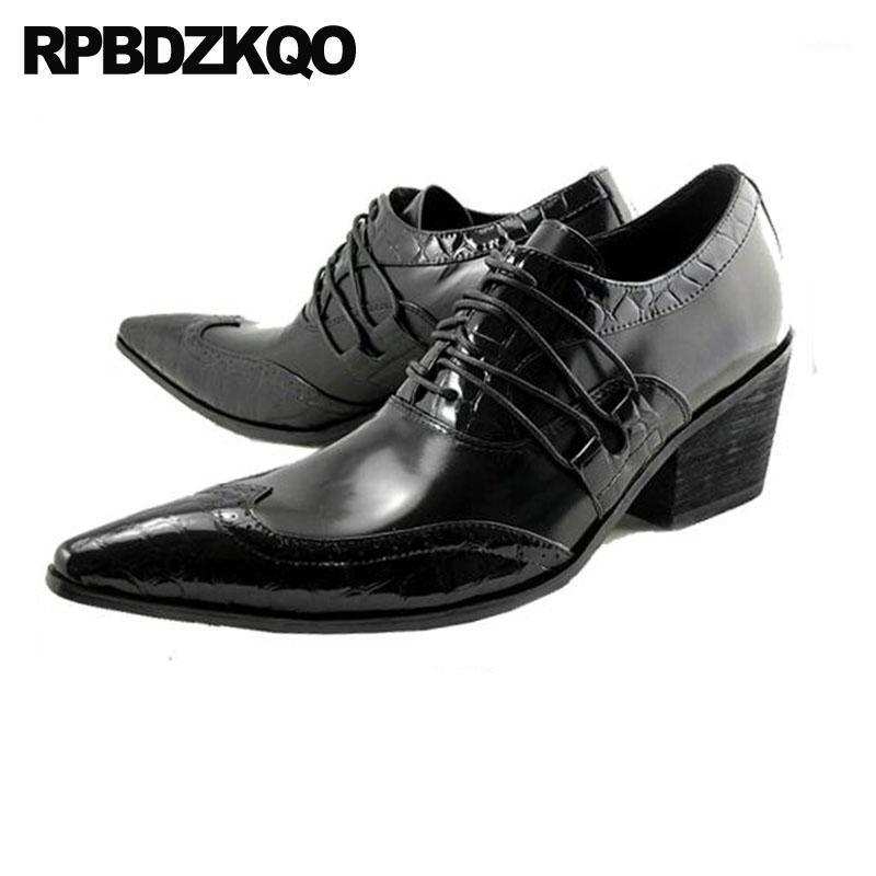 

Custom High Heel Big Size Black Wedding British Style Lace Up Italian Oxfords Pointed Toe Men Dress Shoes Runway1