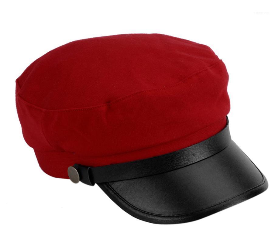 

NEW Arrival Leather Brim Spring Winter All match Sailor Cap Style Hats1, Black