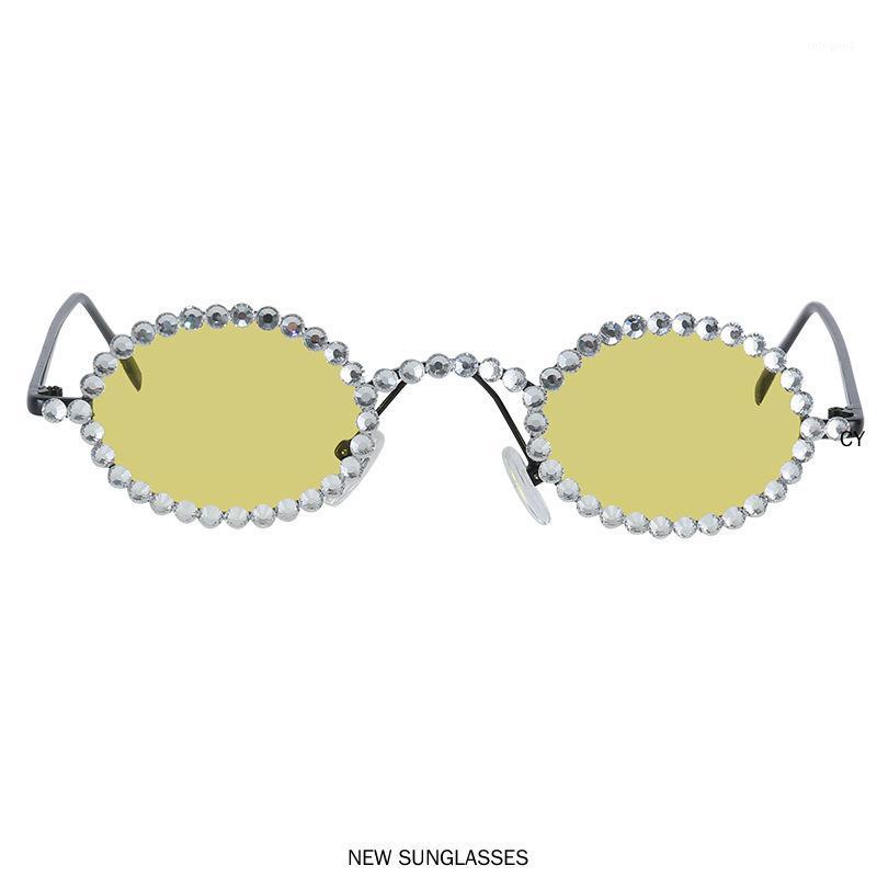 

Sunglasses Vintage Round Diamond Party Men 2021 Luxury Women Oval Crystal Glasses Fashion Eyewear UV400 FML1