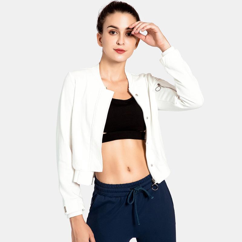 

Button Zipper Running Jacket women Fitness Cardigan Jacket Yoga Sports Short Sports Training Sportswear Yoga Clothing, Black