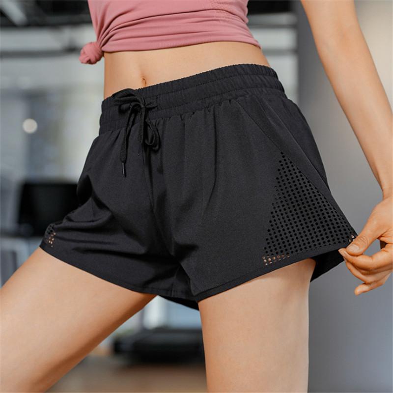 

Sexy 2 in 1 Breathable Sports Yoga Shorts Women Fitness Running Training Shorts Quick Dry Female Gym Workout Sport Biker, Blue gray
