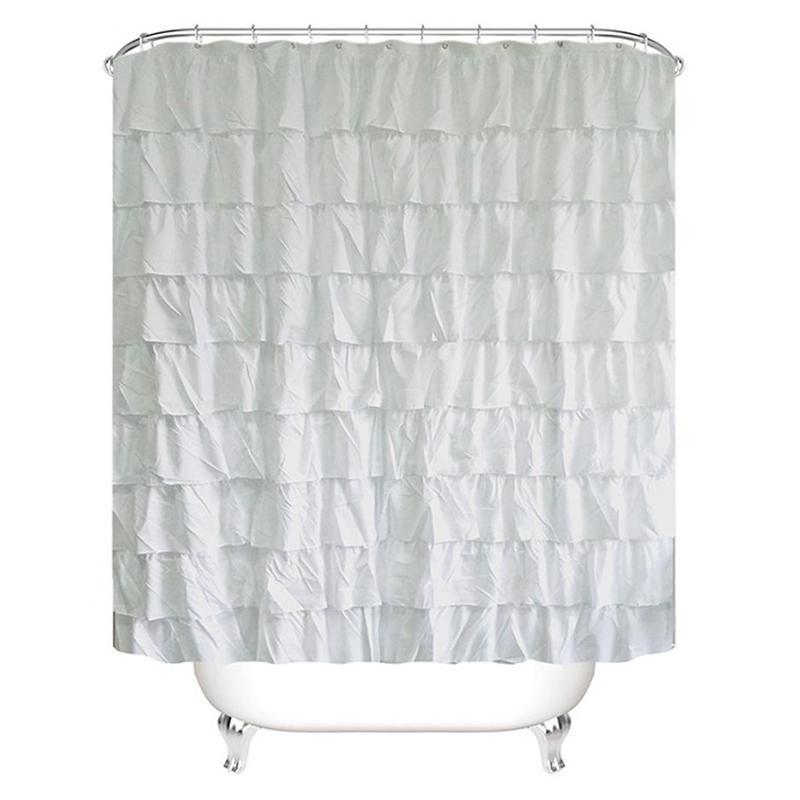 

17Plain Colour Waterproof Corrugated Edge Shower Curtain Ruffled Bathroom Curtain Decoration6008276